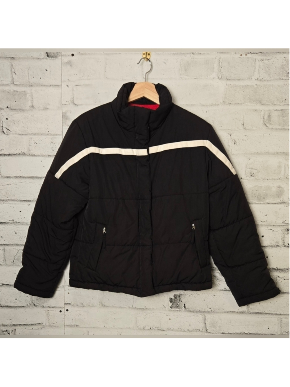 Vintage Esprit Cropped Puffer Jacket Black Y2K 90s Ski Style Women 6